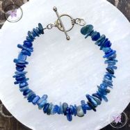 Blue Kyanite Chip Bracelet With Silver Toggle Clasp